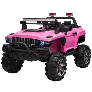 2-seater police truck, 12V with LED lights, pink