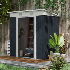 Garden shed with lockable sliding doors and ventilation, anthracite grey