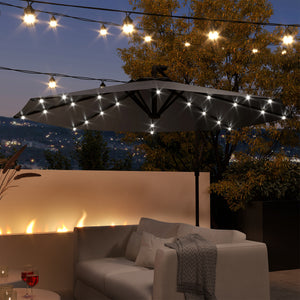 9.5-foot cantilever parasol with LED solar light and weights, dark grey