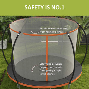 8ft Trampoline with Enclosure Net and Ladder, Orange