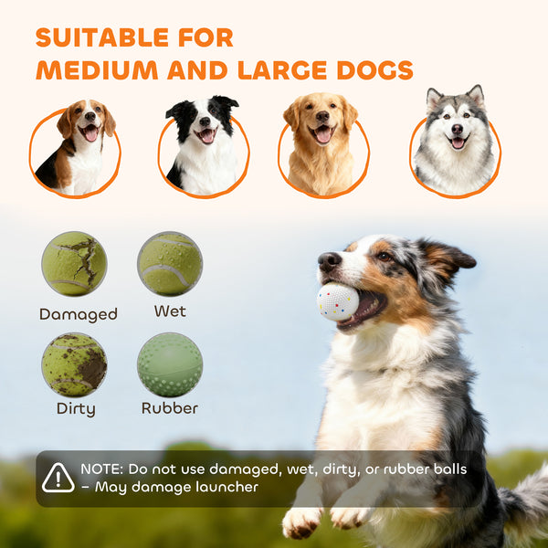 Automatic Dog Ball Launcher, Automatic Ball Launcher with 6 ETPU Balls, 26-79ft, for Medium and Large Dogs, Orange