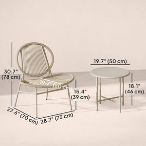 Rattan Bistro Set, 3 Piece Garden Furniture Set, Light Grey