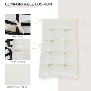 Hanging rattan chair with trapezoidal cushion