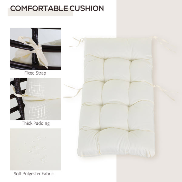 Hanging rattan chair with trapezoidal cushion