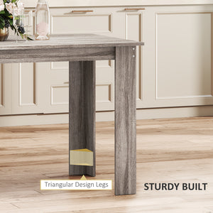 Kitchen table for 4 to 6 people, wood effect, light grey