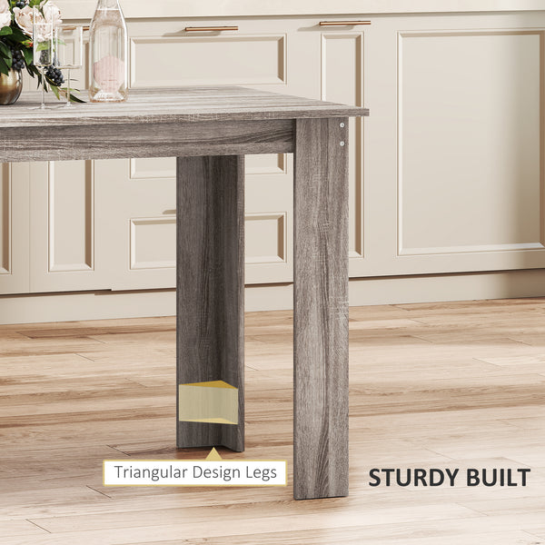 Kitchen table for 4 to 6 people, wood effect, light grey