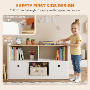 Rangement pour jouets avec 2 tiroirs amovibles et 3 compartiments, blanc.