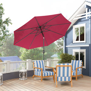 10-foot round parasol with crank and tilt, burgundy red