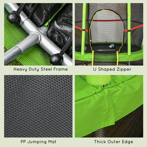 55" Kids Trampoline with Enclosure Net, Green