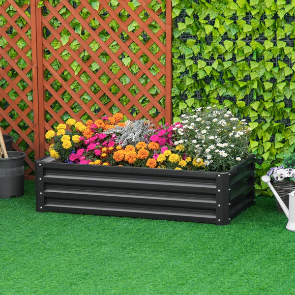 Galvanized raised planter, grey