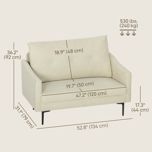 2 seater sofa with high resilience foam and thick padding, cream white