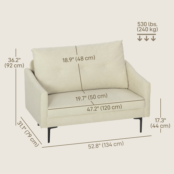 2 seater sofa with high resilience foam and thick padding, cream white