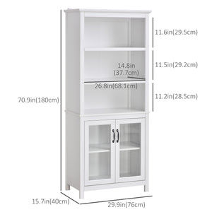 Multifunctional storage unit with adjustable shelves, white
