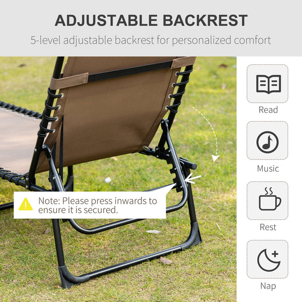 Folding chaise lounge with adjustable backrest and removable cushion, brown