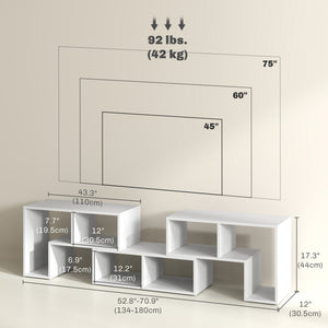 3-piece modular TV stand with 6 compartments for TVs up to 75 in. – White
