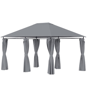 13' x 10' Steel Soft Top Gazebo with 6 Removable Curtains and Drainage Holes, Gray