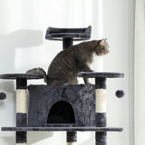 79" Cat Tree with Kitten Toys, Dark Gray