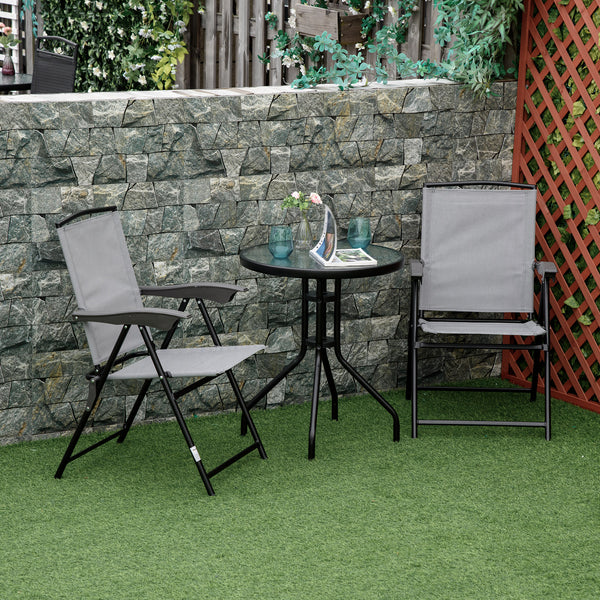 Round patio table with tempered glass top