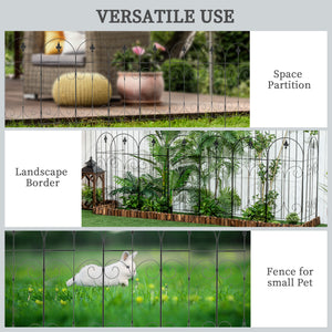 Set of 8 metal garden fence panels