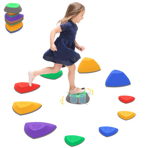 Set of 11 children's balancing stones with non-slip rubber