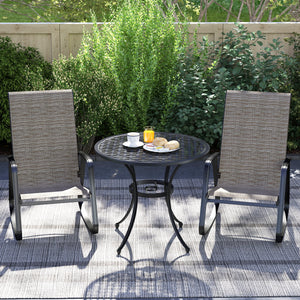 Lot de 2 fauteuils à bascule pour patio en marron clair avec dossier haut et accoudoirs, confort extérieur