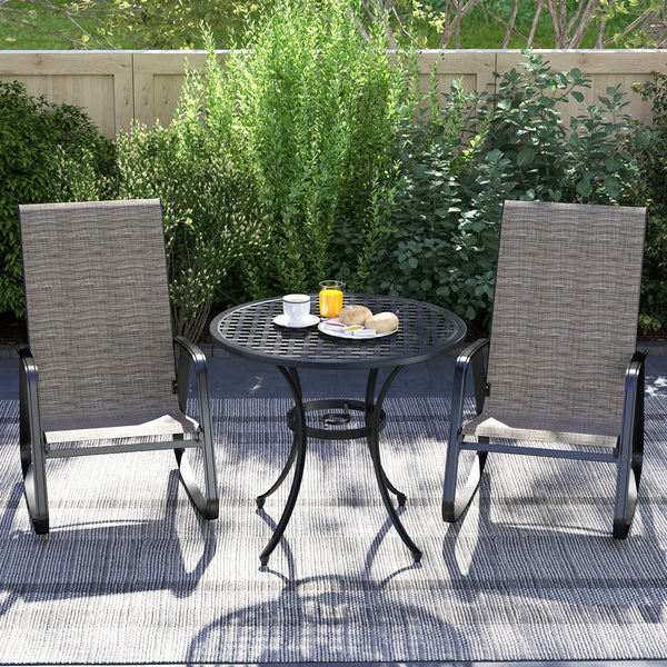 Lot de 2 fauteuils à bascule pour patio en marron clair avec dossier haut et accoudoirs, confort extérieur