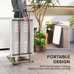 Adjustable outdoor folding table with 3 height settings, white