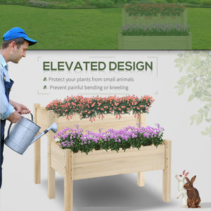 Two-tier raised wooden planter