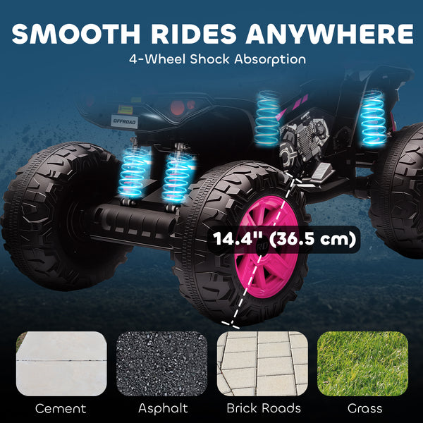 2-seater 24V electric off-road quad bike, dual motor, pink