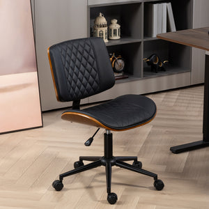 Black Leatherette Office Chair, Adjustable Height, Swivel