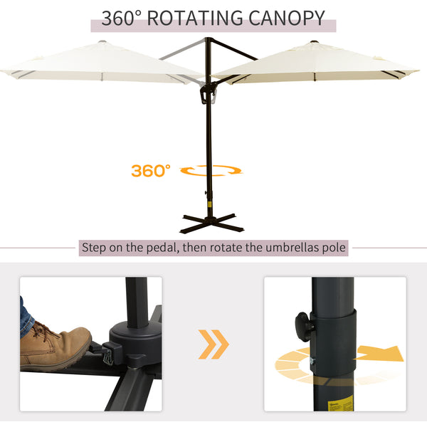 8-foot square cantilever parasol with cross base, cream white