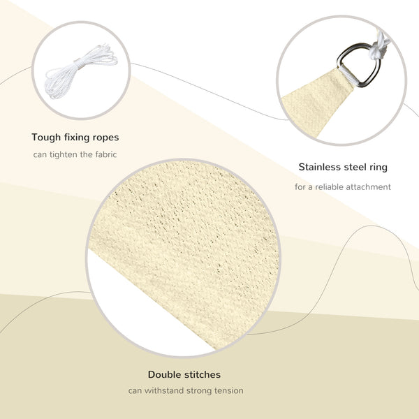 Triangular outdoor parasol in breathable fabric, cream color