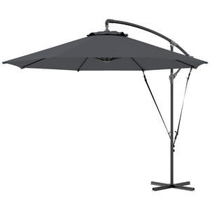 9.5ft offset parasol with wind protection strap, grey