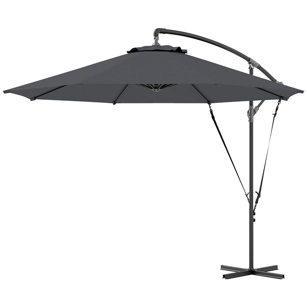9.5ft offset parasol with wind protection strap, grey
