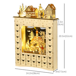 Wooden Advent Calendar with 24-Day Countdown