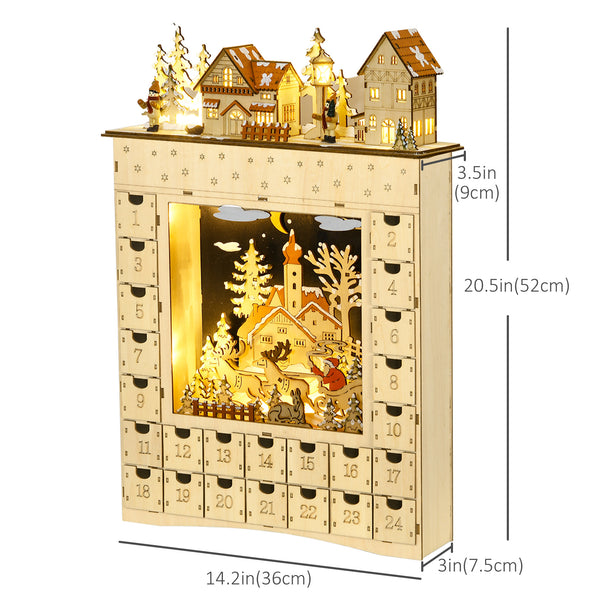 Wooden Advent Calendar with 24-Day Countdown