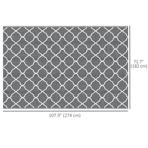 Waterproof outdoor rug, grey and white