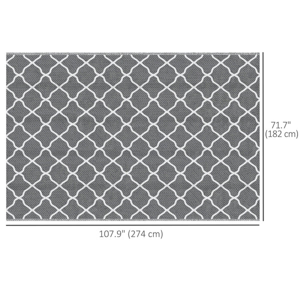 Waterproof outdoor rug, grey and white