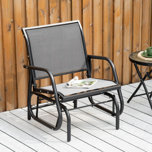 Rocking chair with seat and backrest in breathable mesh fabric, grey