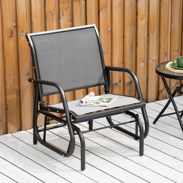 Rocking chair with seat and backrest in breathable mesh fabric, grey