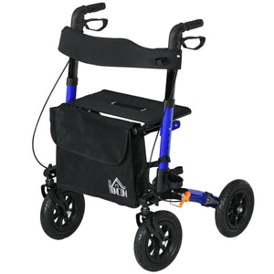 Elderly Walker with Seat and Blue Rubber Wheels