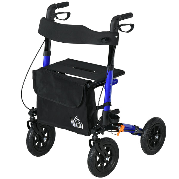 Elderly Walker with Seat and Blue Rubber Wheels
