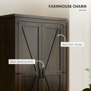 Country style pantry with drawers, distressed dark brown