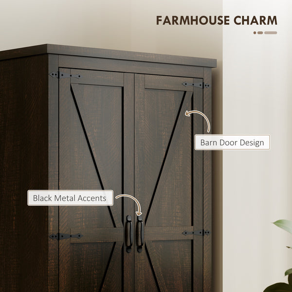 Country style pantry with drawers, distressed dark brown