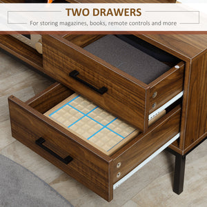 TV stand for TVs up to 50 inches with door and open storage, dark walnut