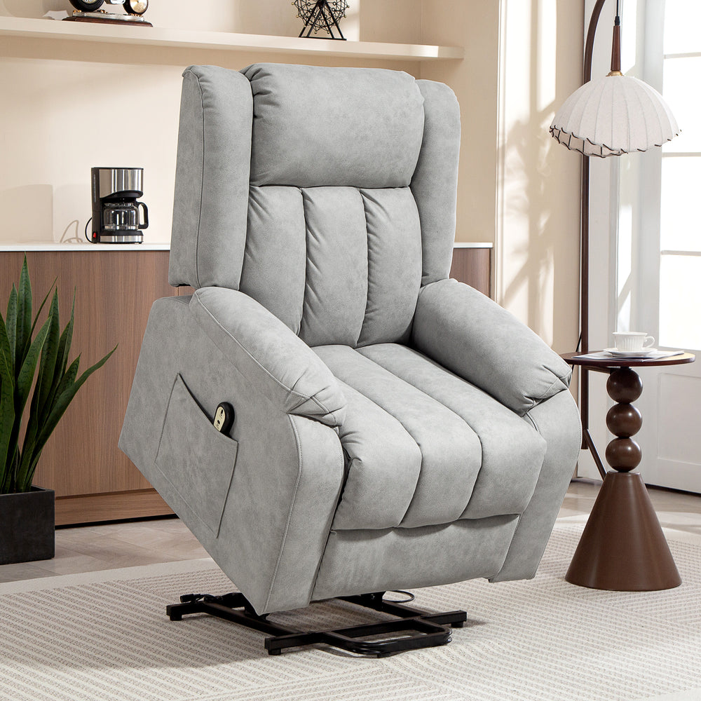 Lift Chair for Seniors, Microfiber Electric Recliner with Remote Control, Light Grey