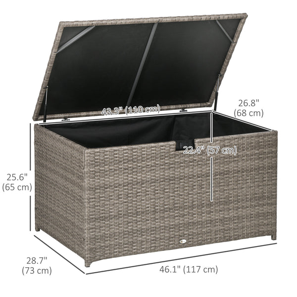 113 Gallon Outdoor Rattan Storage Box, Mixed Gray