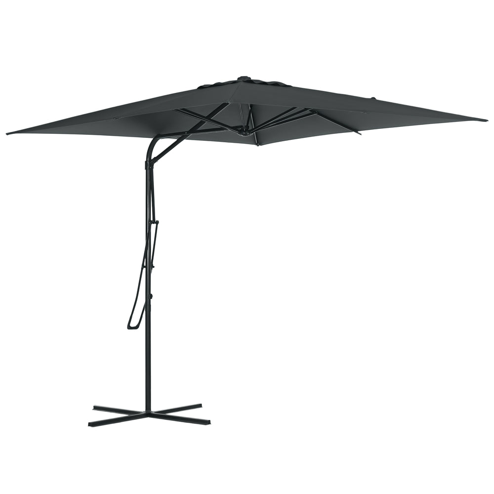 8-foot cantilever parasol with cross base, dark grey