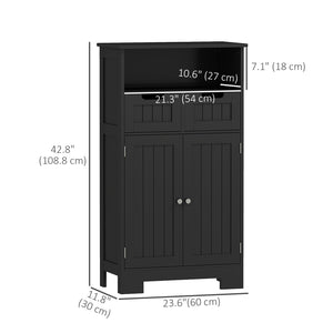 Kleankin Freestanding Bathroom Cabinet with Adjustable Shelf and Drawers, Small Bathroom Vanity, Living Room, Black 