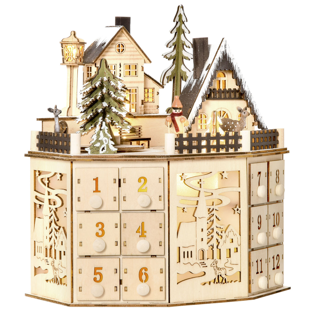 24-Day Natural Wooden Christmas Advent Calendar
